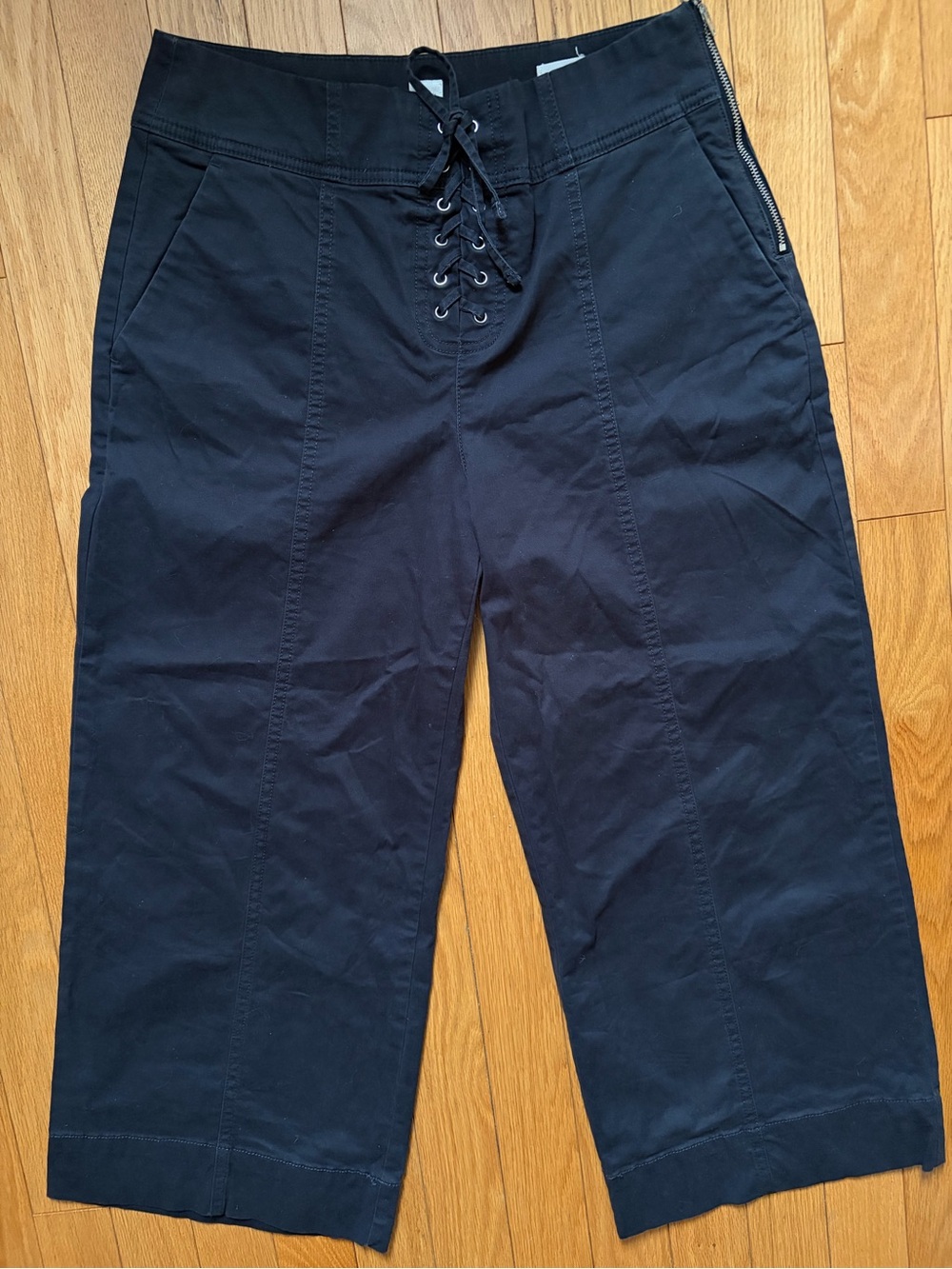 GAP Black Lace-Up Wide Leg Chinos